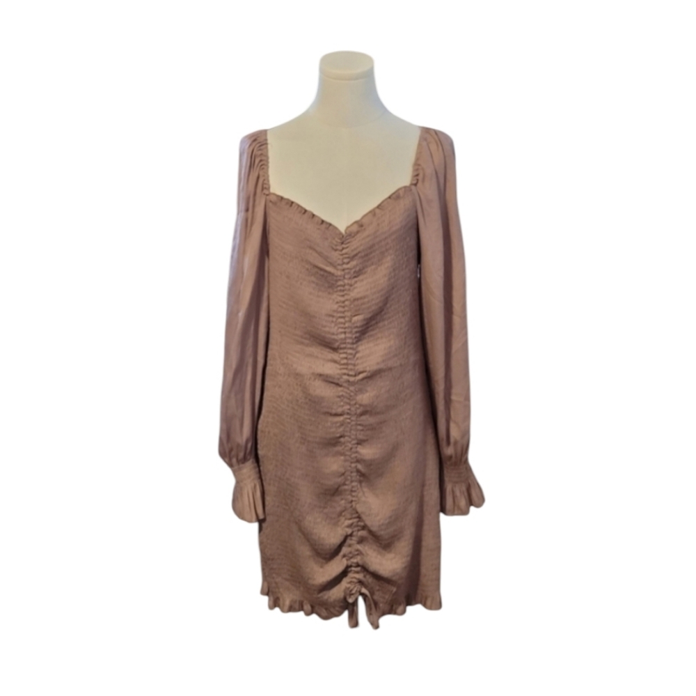 Blush J Dusky Pink Smocked Stretch Long Sleeve Heart Neckline Dress Size 1XL